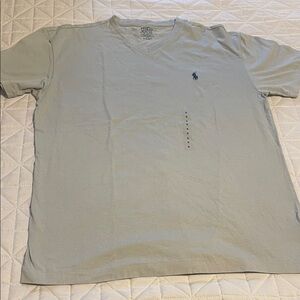 Polo by Ralph Lauren Men's Soft Blue V-Neck Tee